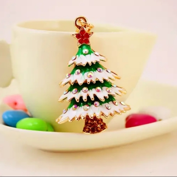 NEW! Rhinestone Christmas Tree🎄 Keychain / 🎒👜 Bag Charm 🎁 🎅🤶 - Picture 3 of 6